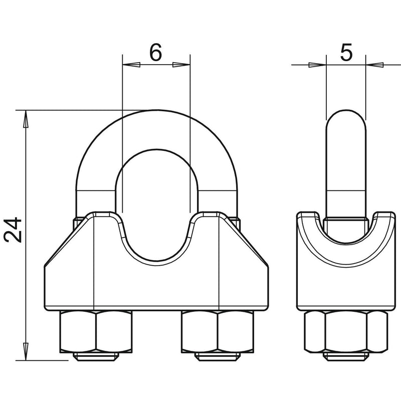 OBO Bettermann - Spanndrahtschelle Drahtseilklemme 947 5 A4 5mm − 25 Stück