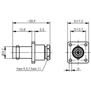Telegärtner - Koax-Steckverbinder BNC-Kabeleinbaubuchse 100023366 50Ohm löt m.Flansch