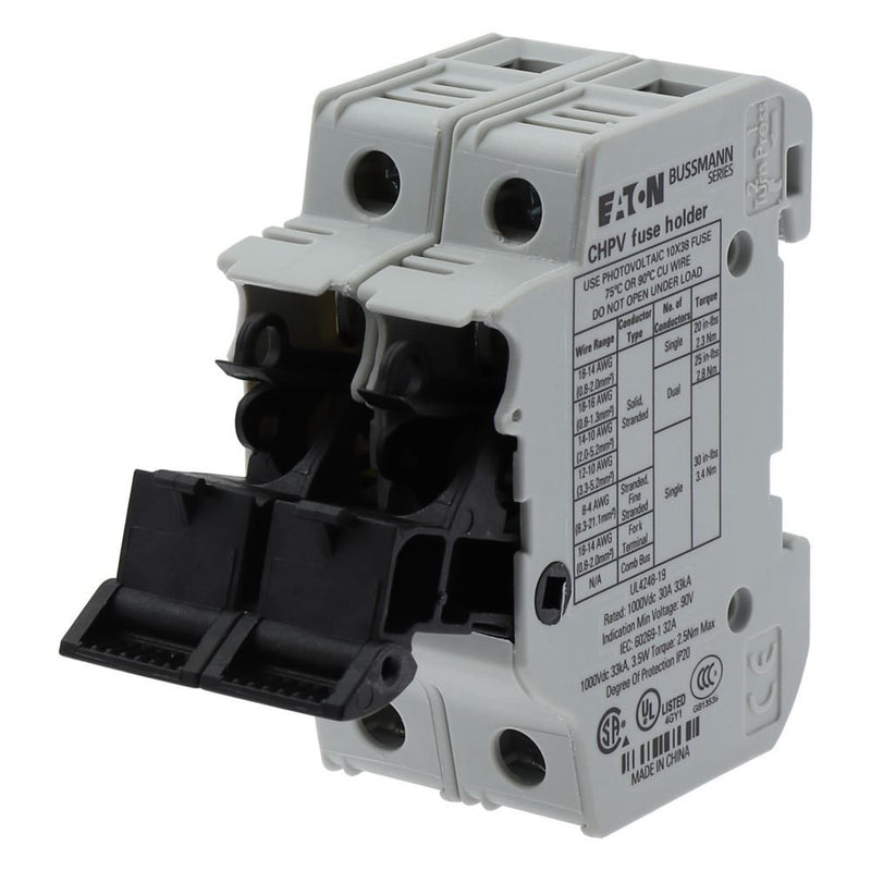 Eaton - Halter für zylindrische Sicherung Sicherungshalter Niedersp. 2P 30A 100#CHPV2U 32A DC 1000V 2polig − 6 Stück