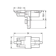 WAGO - Kompaktverteiler für steckbare Gebäudeinstallation T-Verteiler 4-polig 890-1631 Kod. B,grau − 25 Stück