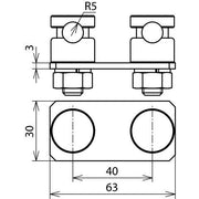 DEHN - Verbinder für Blitzschutz Anschlussplatte Niro AP 2X6.10 V2A m. 2 KS-Verbinder