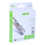 WAGO - Steckklemme Durchgangsverbinder 2773-2401/995-020 max 4qmm transparent − 20 Stück