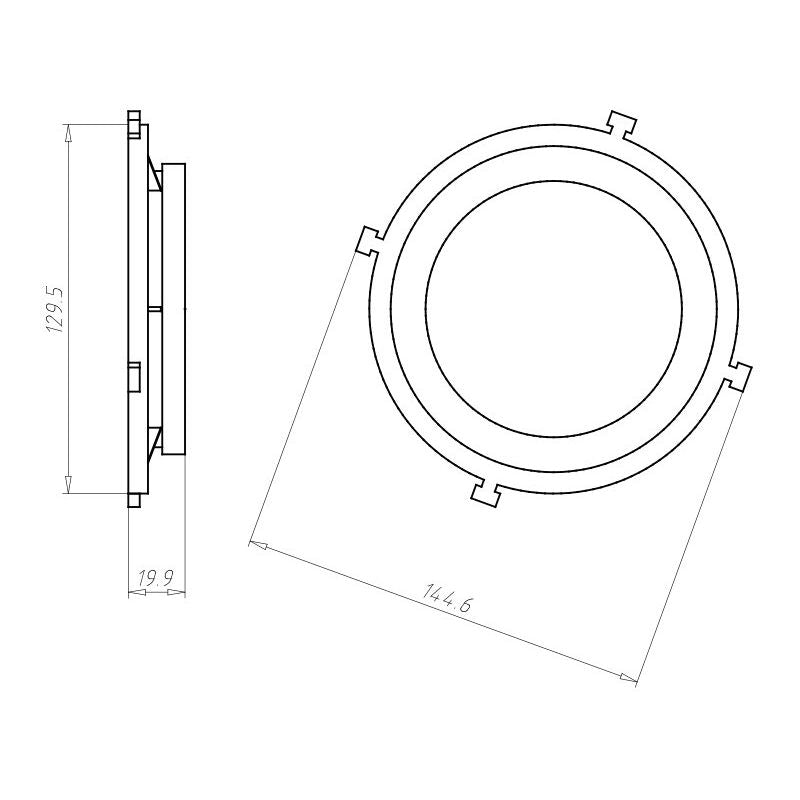 Kaiser - Zubehör/Ersatzteile für Leuchteneinbaugehäuse Frontteil HaloX 100 1281-65 DA 90 für Sichtbeton