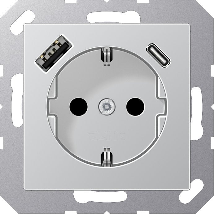Jung - Steckdose SCHUKO Steckdose A 1520-15 CA AL mit USB Typ AC