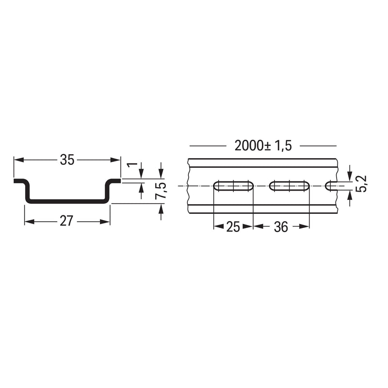 WAGO - Tragschiene 210-112 35x7,5x1x2000mm gel