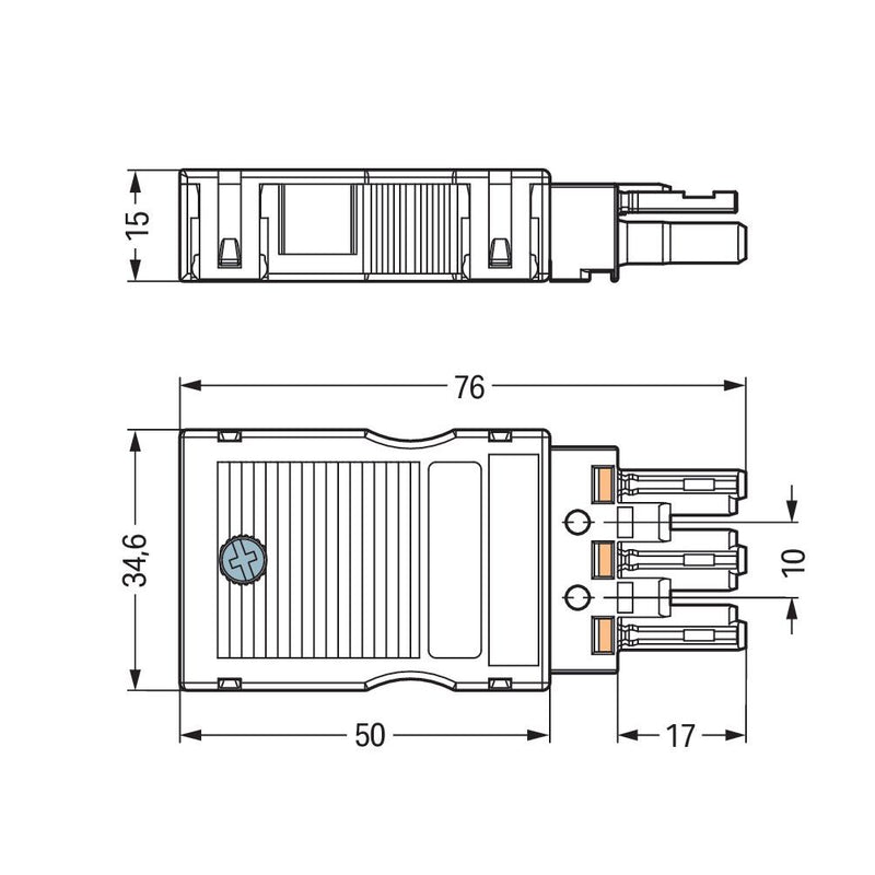 WAGO - Steckverbinder für steckbare Gebäudeinstallation Buchse 770-103 2x0,5-4mmq schwarz