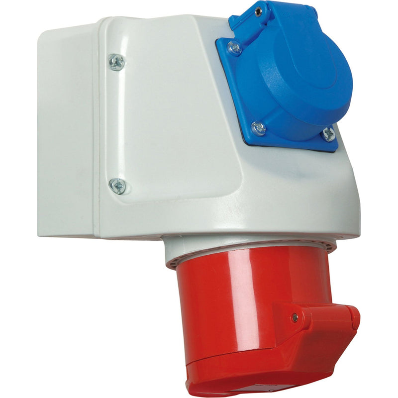 Walther Werke - CEE-Steckdose (IEC 60309) Mini-Kombi Wanddose 16A 114 5P400V6h+Schutz.IP44