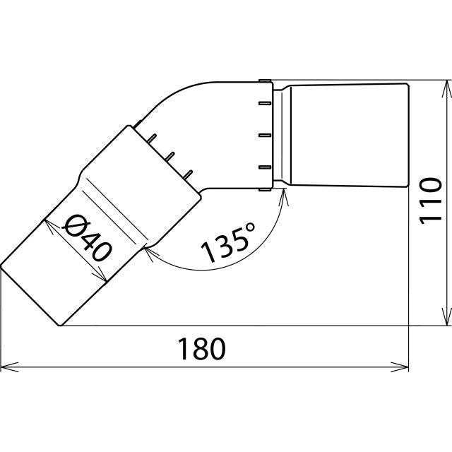 DEHN - Zubehör/Ersatzteile für Sicherheitsgeräte Saugrohrwinkel SRW 135 MS 135 Grad D40, L100mm