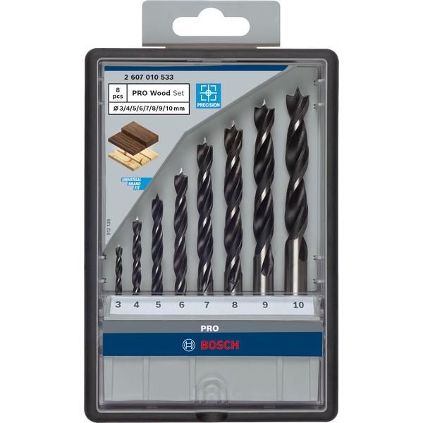Bosch - Bohrer-Set PRO Wood Holzspiralbohrer 2607010533 Set. 8-tlg