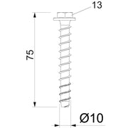 OBO Bettermann - Bolzenanker Sechskantanker MMS+ SS 10x75 A4 10x75mm mit Scheibe − 25 Stück