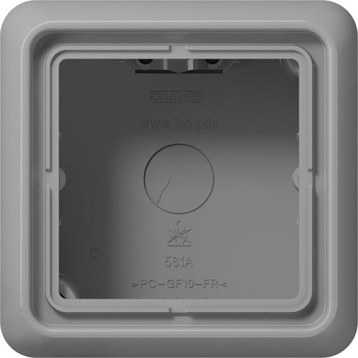 Jung - Aufputzgehäuse für Unterputzgerät AP-Kappe 1-fach gr CD 581 A GR angeformter Rahmen