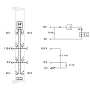 WAGO - Feldbus, Dez. Peripherie - Digitales Ein-/Ausgangs-Modul 2-Kanal-Digitaleingang 750-427/040-000 DC 10 V,3 ms,dgr