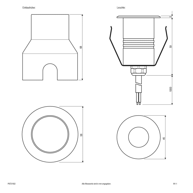EVN Lichttechnik - Bodeneinbauleuchte P-LED Bodeneinbauleuchte P6721502 IP67 12V 1,5W 3000K