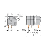 WAGO - Leiterplattenklemme 255-416 Drücker,2,5 mm²,grau − 15 Stück