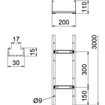 OBO Bettermann - Kabelleiter SLCS 1120 3 FT Sprosse ungelocht − 3 Meter