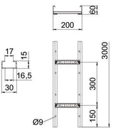 OBO Bettermann - Kabelleiter LCIS 620 3 FS Sprosse gelocht − 3 Meter