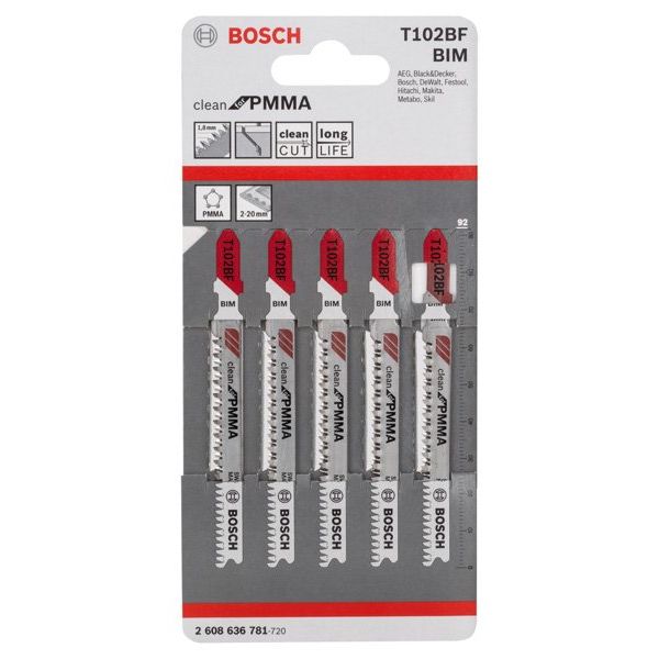 Bosch - Stichsägeblatt PRO Plastics PMMA clean 2608636781 T102BF