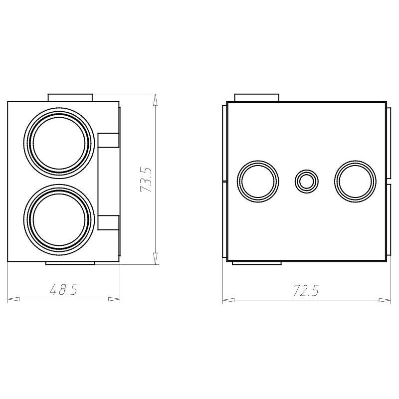 Kaiser - Dose, Gehäuse für Montage in der Wand/Decke Geräte-Verbindungsdose 1262-06 B2, Tiefe 48,5mm − 100 Stück