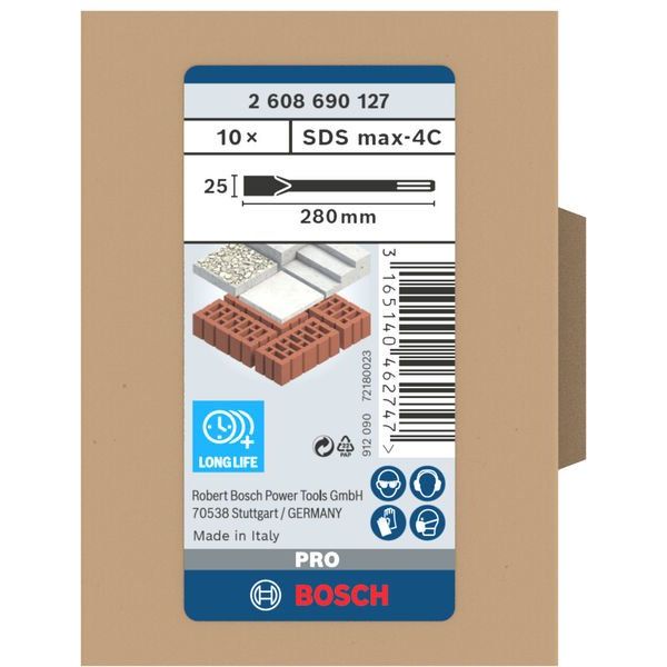 Bosch Power Tools - Maschinenmeißel PRO SDS max-4C 2608690127 Flachmeißel-Set 25 x  − 1 Packung
