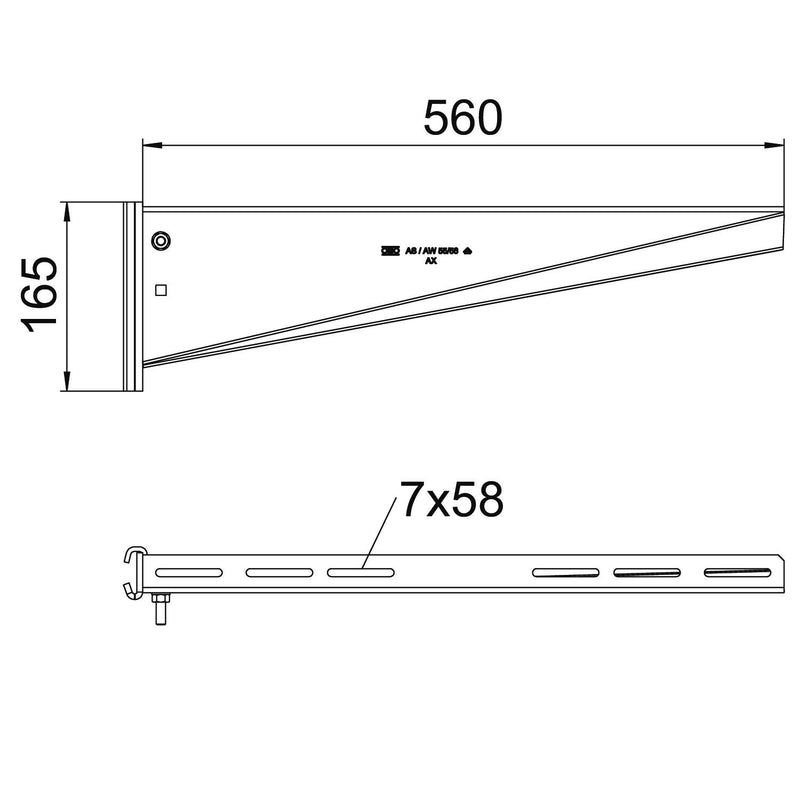 OBO Bettermann - Ausleger für Kabeltragsystem Stielausleger AS 55 56 FT tauchfeuervz. 560mm