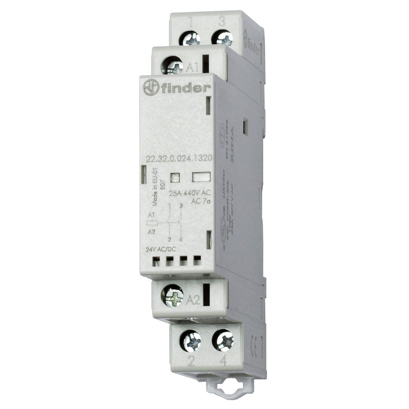 Finder - Installationsschütz für Reiheneinbau Installationsschütz 22.32.0.024.4320 24VAC/DC,2S,LED