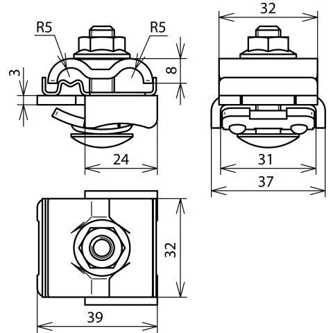 DEHN - Anschlussklemme für Blitzschutz UNI-Falzklemme NIRO/AI UNIFK810KBF078ALV2A f. Rd 8-10mm