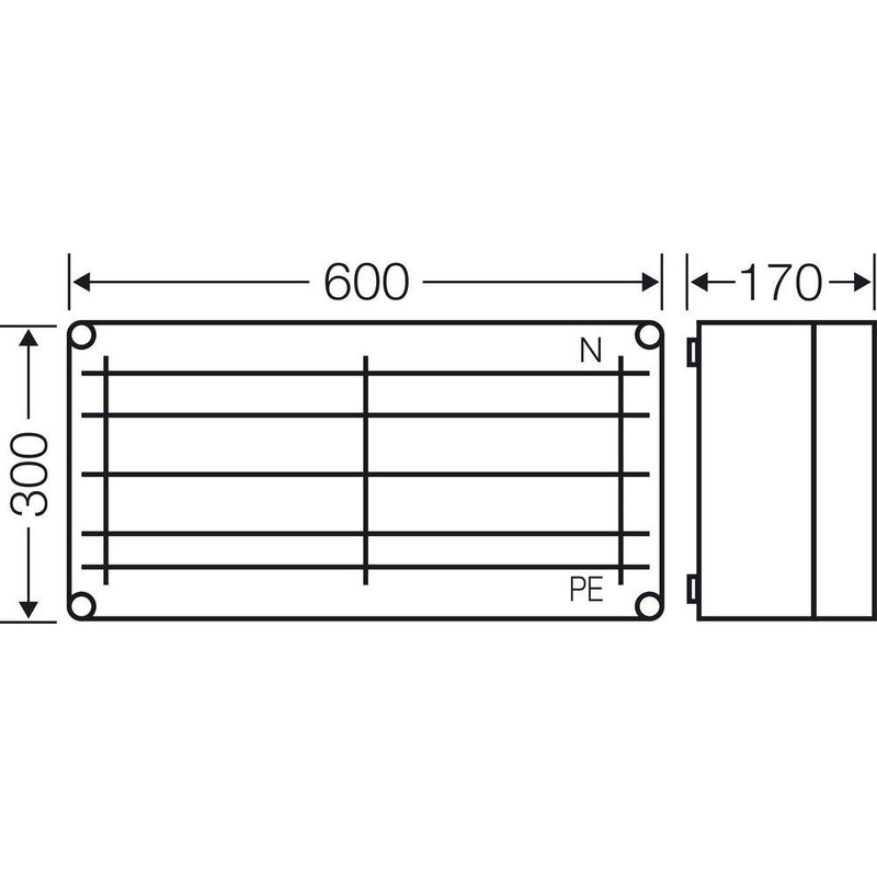 Hensel - Sammelschienengehäuse Mi 6456 630A 600x300x170mm