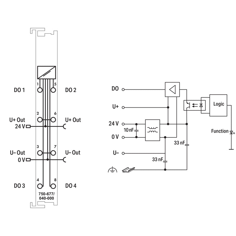 WAGO - Feldbus, Dez. Peripherie - Funktions-/Technologie-Modul 4 Pulsweitenausgänge 750-677/040-000 V,0,2 A