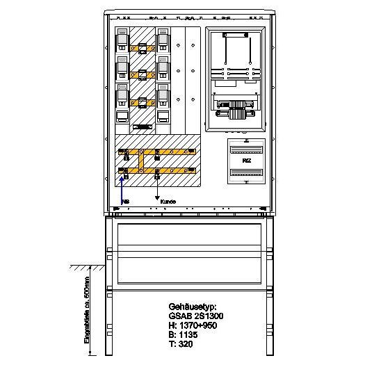 GSAB Elektrotechnik - Zähler-Komplettschrank Wandlermessung 400A 22.W400.001 incl. Sockel