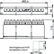 Telegärtner - Patchpanel Kupfer 19Z.-Modulträger sw Cat.6 AMJ-Mod 24PP sw inkl.24xAMJ-Mod.1HE