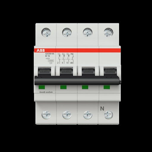 ABB Stotz S&J - Leitungsschutzschalter Sicherungsautomat S203M-B16NA 10kA 16A B 3p+N (4p)