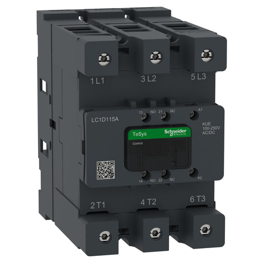Schneider Electric - Leistungsschütz zum Schalten von Wechselstrom Schütz 3P 115A AC3 LC1D115AKUE 100-250V AC/DC 1S1Ö