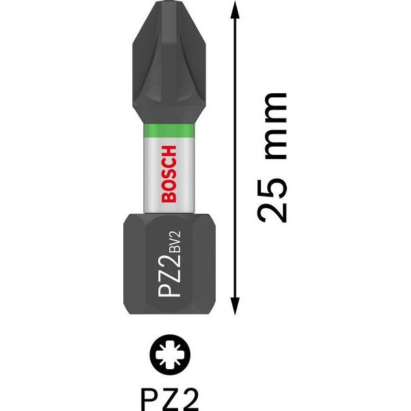 Bosch - Bit PRO Pozidriv Impact Bit, 2607002804 (VE25) PZ2 25 mm Display 10