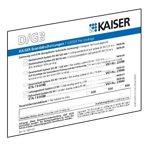 Kaiser - Zubehör/Ersatzteile für Brandabschottung Schott-Kennzeichnungssch. 9473-91 DE/GB/FR/IT