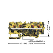 WAGO - Durchgangs-Reihenklemme 4-Leiter-Durchgangsklemme 2204-1401/000-053 Drücker,4mm²,dgr-ge − 50 Stück