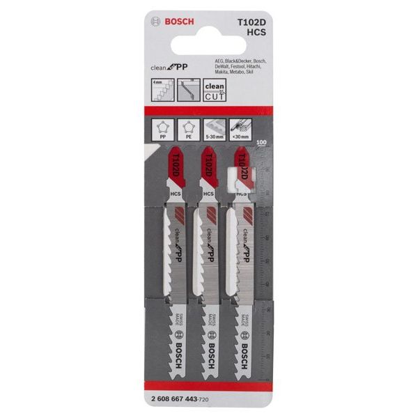 Bosch - Stichsägeblatt PRO Plastics PP clean 2608667443 T102D Stichsägeblatt