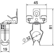 OBO Bettermann - Befestigungsklammer Trägerklammer SCVPO 3-7 D32 m.Rohraufna. u. 32mm − 50 Stück