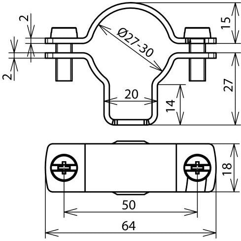 DEHN - Leitungshalter für Blitzschutz Leitungshalter LH ZS 27 B5.5X10 V2A D=27-30mm