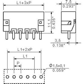 Weidmüller - Leiterplattensteckverbinder LP Verbinder Raster 3.5 SL-SMT3.5#1842550000 /3/180LF3.2SN SW BOX − 102 Stück