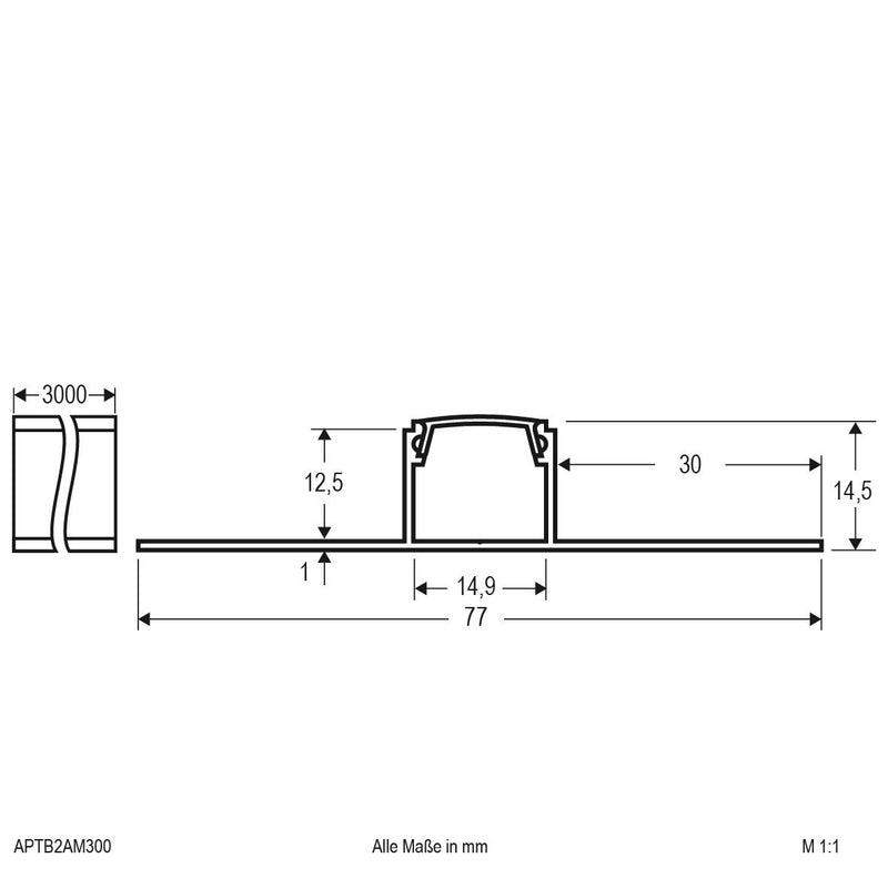EVN Lichttechnik - Mechanisches Zubehör/Ersatzteile für Leuchten Profil m.Abdeckung APTB2AM300