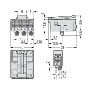 WAGO - Ein- und mehrpolige Klemmenleiste 1-Leiter-Stiftleiste 2091-1532/020-000 CAGECLAMP,1,5mm²,lgr − 50 Stück