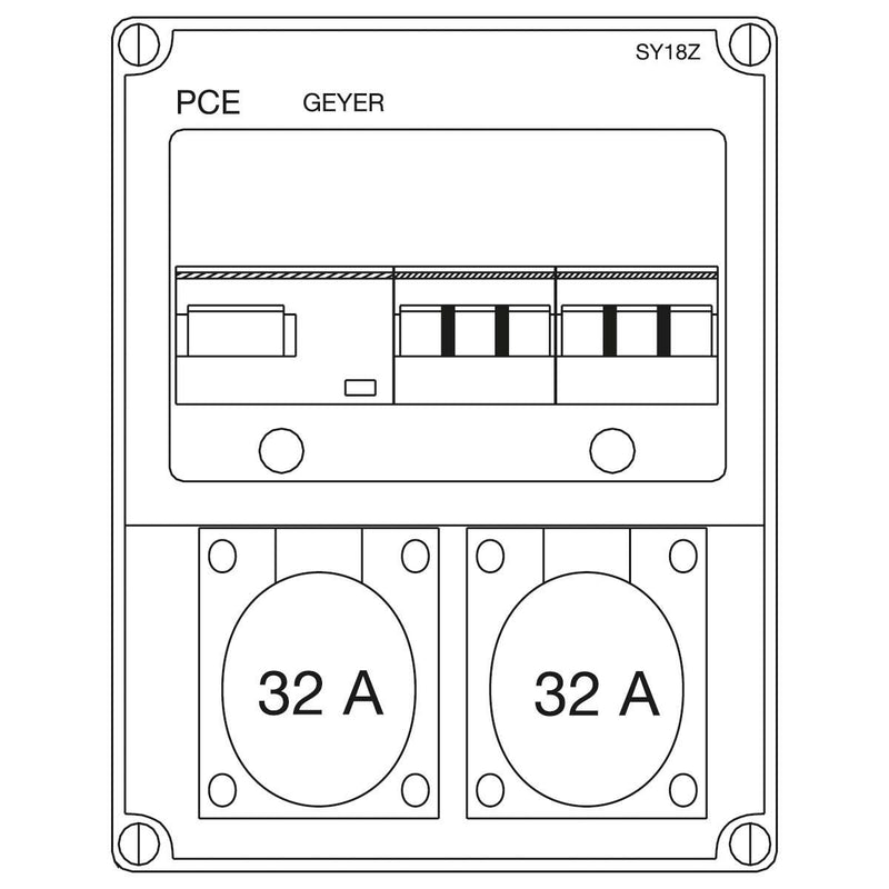 ABN - CEE-Steckdosen-Kombination (IEC 60309) Steckdosenkombi SY18Z 1xCEE 32A,1xCEE 16A