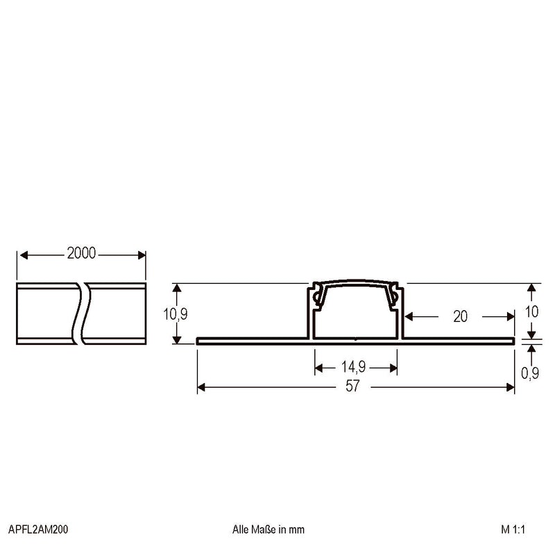 EVN Lichttechnik - Mechanisches Zubehör/Ersatzteile für Leuchten Alu-Profil m. Abdeckung APFL2AM200 opal, 2m