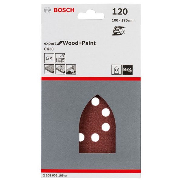 Bosch - Schleifpapier/Schleifvlies Schleifblatt C430, 100 x 2608605185 170 mm 120 8 Löcher