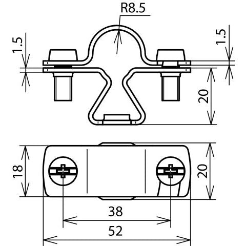 DEHN - Stangenhalter für Blitzschutz Stangenhalter NIRO LH ZS 16 M8 V2A f. Rd 16mm m.M8