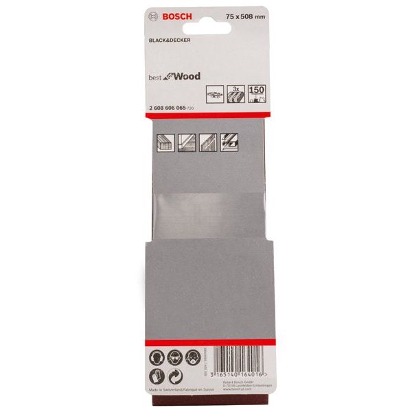 Bosch - Schleifpapier/Schleifvlies PRO X440 Schleifband, 75 x 2608606065 508 mm, G150, 3-tlg