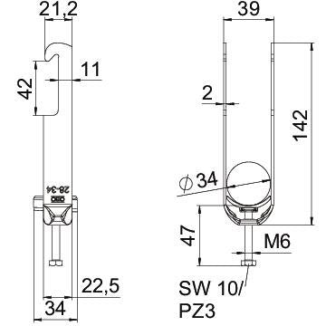 OBO Bettermann - Bügelschelle BS-W2-K-34 FT 8-34mm − 50 Stück