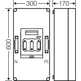 Hensel - Sicherungslasttrennschalter mit Gehäuse Sicherungsgehäuse Mi 5451 1xNH1 3p. 250A+PE+N