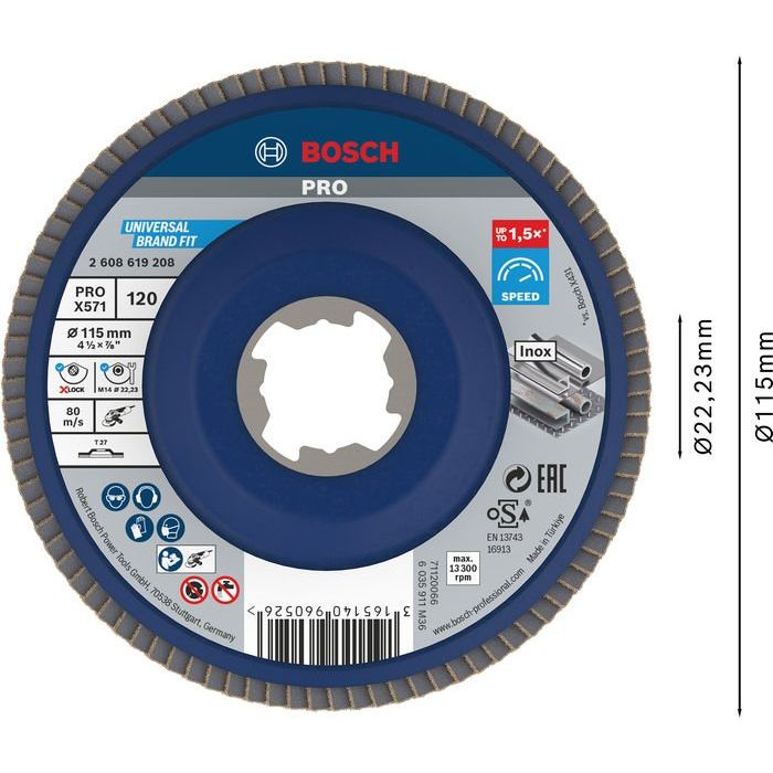 Bosch - Trenn-/Schleifscheibe PRO X571 2608619208 Fächerschleifscheibe