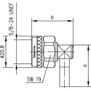 Telegärtner - Koax-Steckverbinder N-Kabelwinkelstecker 100023895 CrimpG5 (RG-223/U)